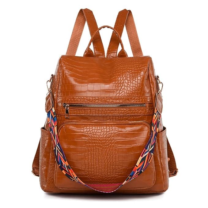 ProArch Anti-Theft Croco Backpack & Purse for Women | Shoulder Bag for Women and Girls | College Bag for Girls | Multipurpose Travel Bag | Durable | PU Leather