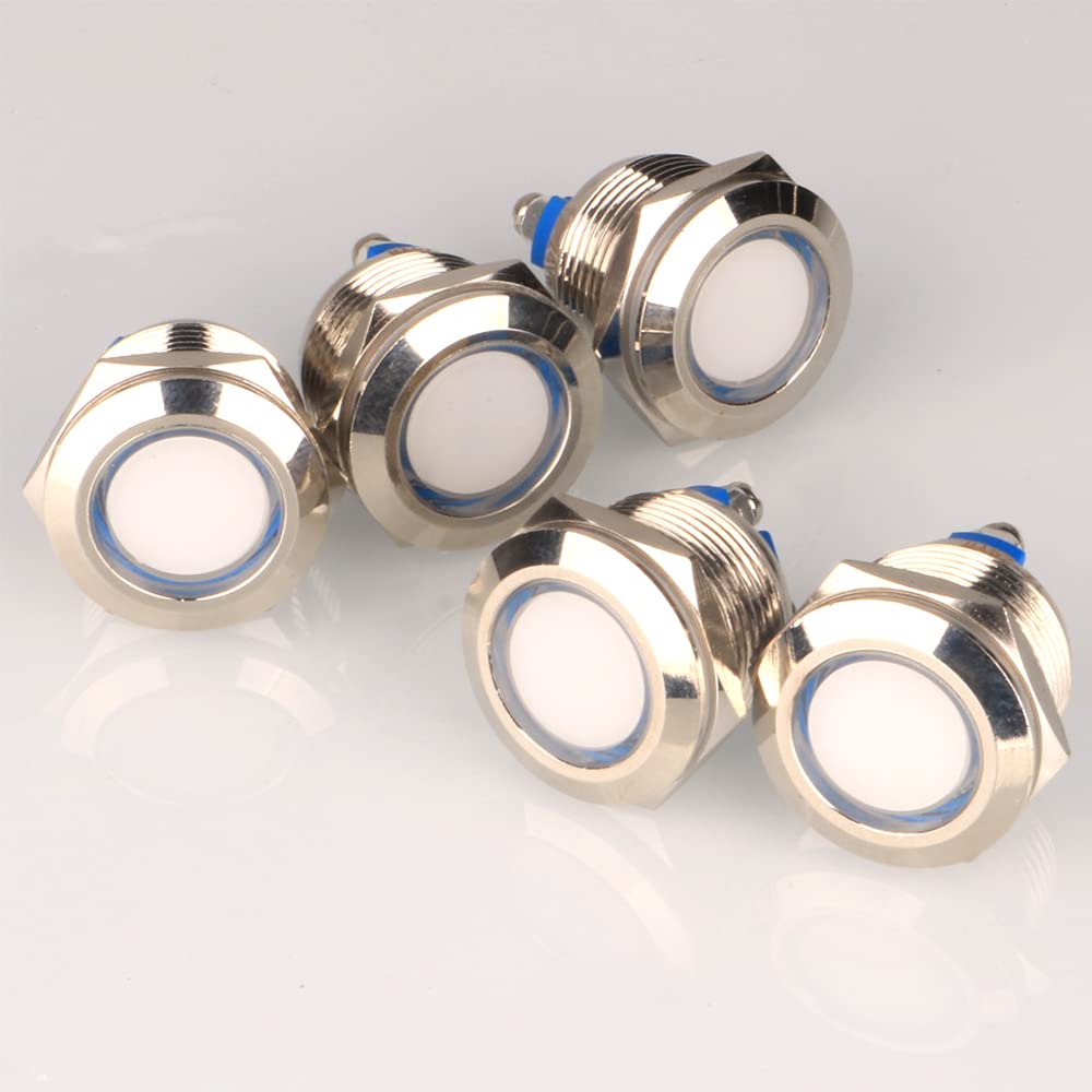 Produktbild von GUUZI 5 Stück LED-Kontrollleuchten 12-24V – 19 Mm, IP66 Wasserdicht, Grün, Mit Schraubanschluss