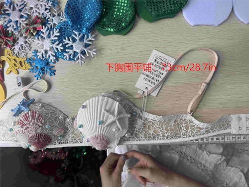 Zoestar Shell Bra Mermaid Seashell Bikini Top Starfish Chest Tops for Women White2