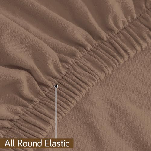 Image of HOKIPO 'SereneSolids' 140 GSM Office Chair Cover for Task Chair - Stretchable Fabric, Washable & Anti-Slip - Fits Small Office Chairs Without Headrest, Dark Camel (AR-5224-DCML)