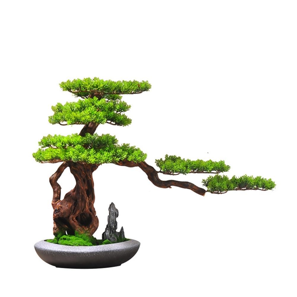 TEESONG Bonsai Tree Pot for Fake Tree Welcome Pine Simulation Tree Bonsai Office Greenery Pieces Living Room Entrance Decoration Hotel Lohan Greenery Decor