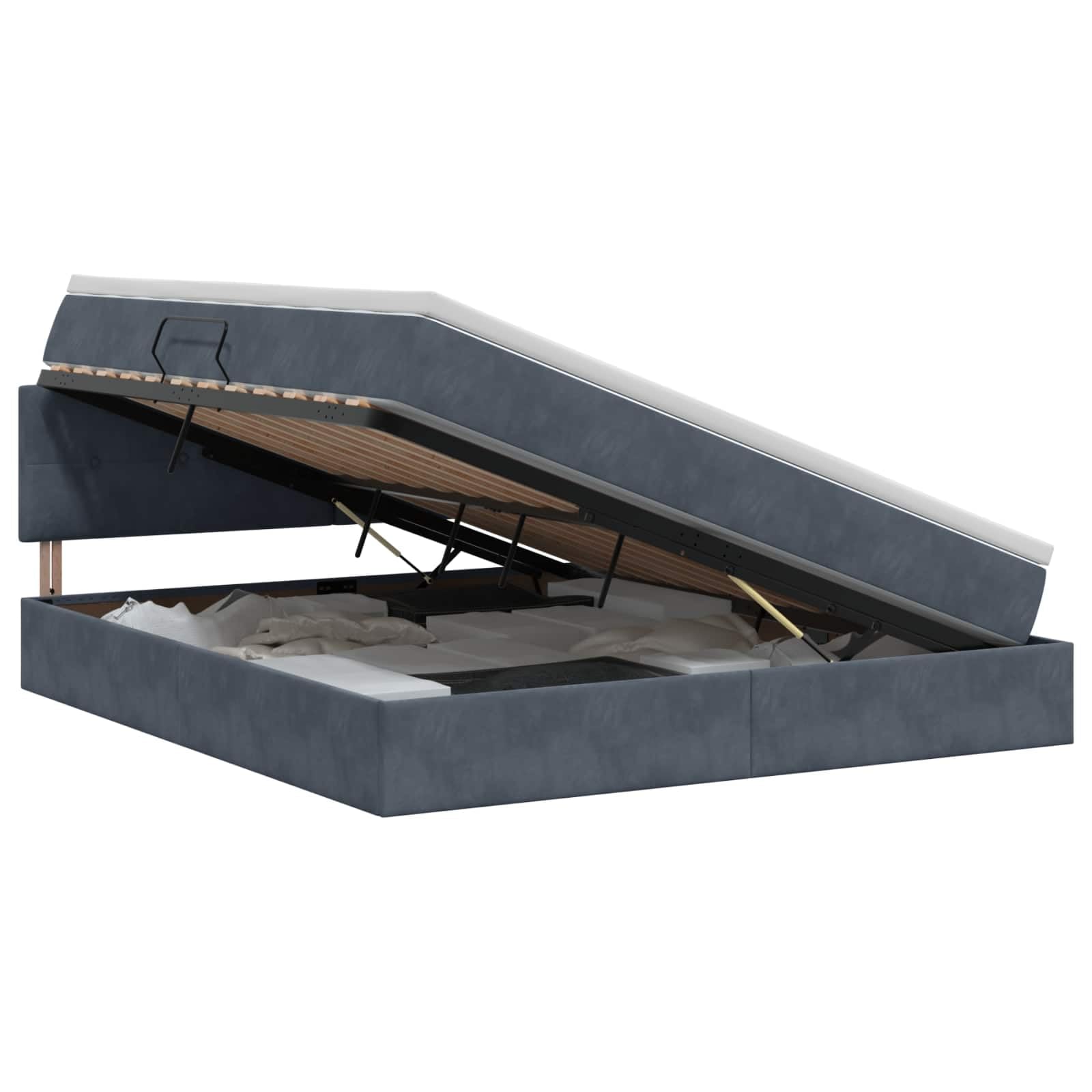 Lit Coffre 180x200 cm avec Matelas et Surmatelas Velours Gris Foncé
