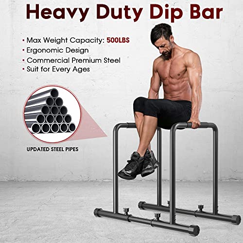 Dripex 1100Lbs Adjustable Dip Bar Heavy Duty Steel Dip Station, Home Dip Stand With Two Safety Connectors, Parallel Bars Dip Equipment For Calisthenics, Strength Training #TOP1