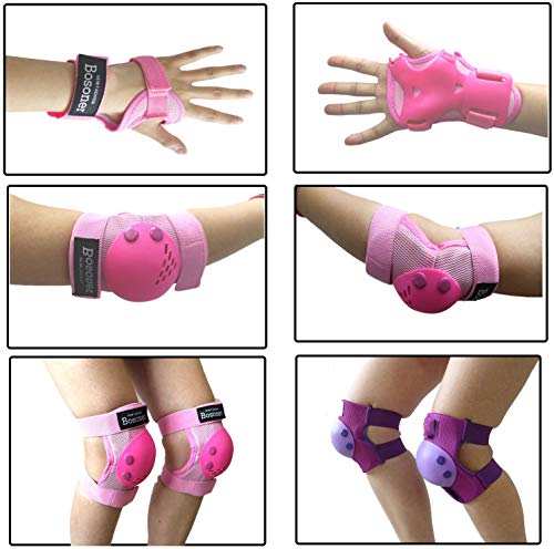 Image of BOSONER Kids /Youth Knee Pads Elbow Pads Wrist Guards Set for 3-15 Years, Child Protective Gear Set for Roller Skates, Cycling, BMX Bike, Skateboard, Inline Skating, Scooter Riding Sports