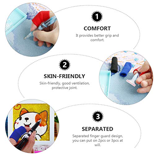 EXCEART 10Pcs Dedeiras Algodão Guardas Dedo Proteção Dedo Elástico Mangas Diamante Fornecimento de P