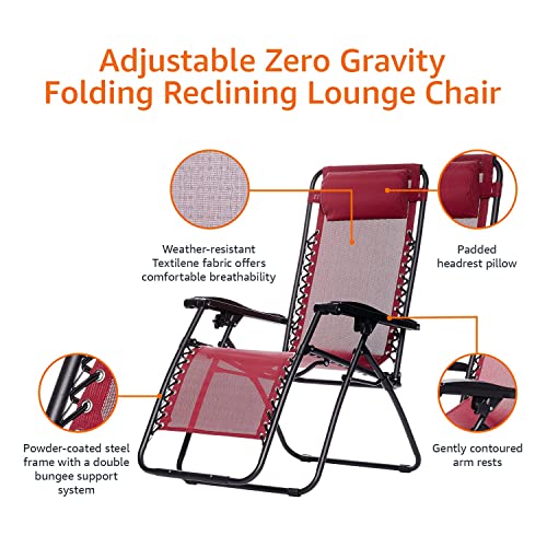 AmazonBasics Zero Gravity Textilene Fabric and Steel Portable Reclining