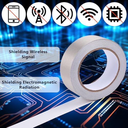 Image of OLYCRAFT Conductive Cloth Fabric Adhesive Tape 1.4 Inch x 62.6 Feet High-Shielding Cloth Tape Faraday Cloth Tape Double Sided Adhesive Tape Roll for Signal Blocking EMI Shielding Wire Harness Wrap