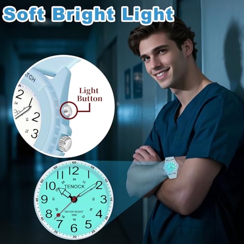 TENOCK Analog Watches for Women Nurses 50M Waterproof, Night Light & 12/24H — view 2