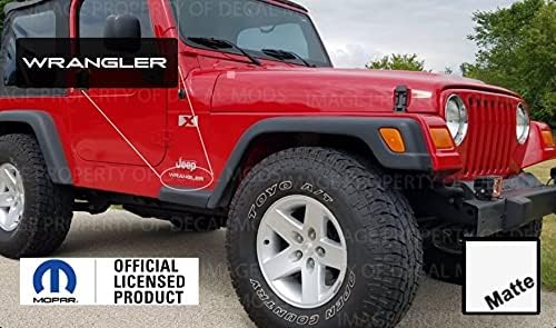 Decal Mods Fender Wrangler Small Side Logo Graphic fits Jeep Wrangler TJ (1997-2006) (Set of 2) SJ3Y2 White Matte