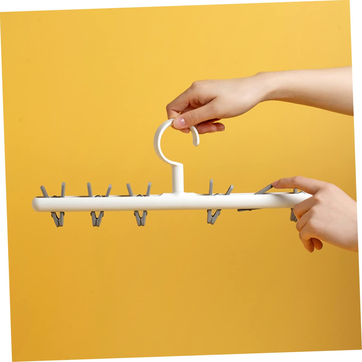 KOMBIUDA 2 Pcs Underwear Drying Rack Folding Hangers Drying Racks Clothes Drying Hanger Rack for Clothes Multifunctional Clotheshorse Sock Hanger Socks Drying Clamp Plush Doll Hanger Grey