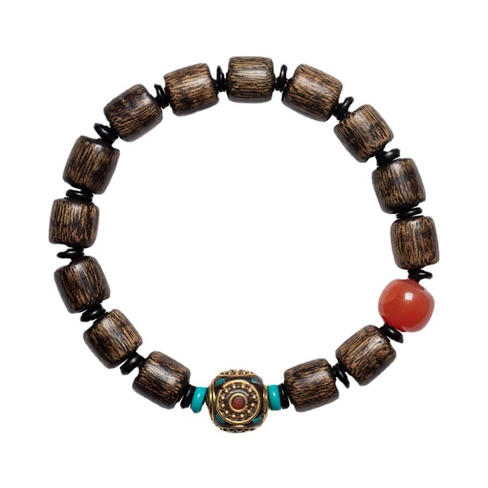 SOHNVWTGD Rosary,Indonesian Agarwood Bracelet 10Mm Buddha Bead Bracelet Tibetan Prayer Beads for Men&Women