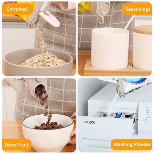 Irtyif Verschlussclips mit Ausschütter, 4 Stück Tütenclips, Verschlussclips für Beutel, für Verpackung Süßigkeiten Snacks Lebensmittel Tiernahrung(Grau weiß)