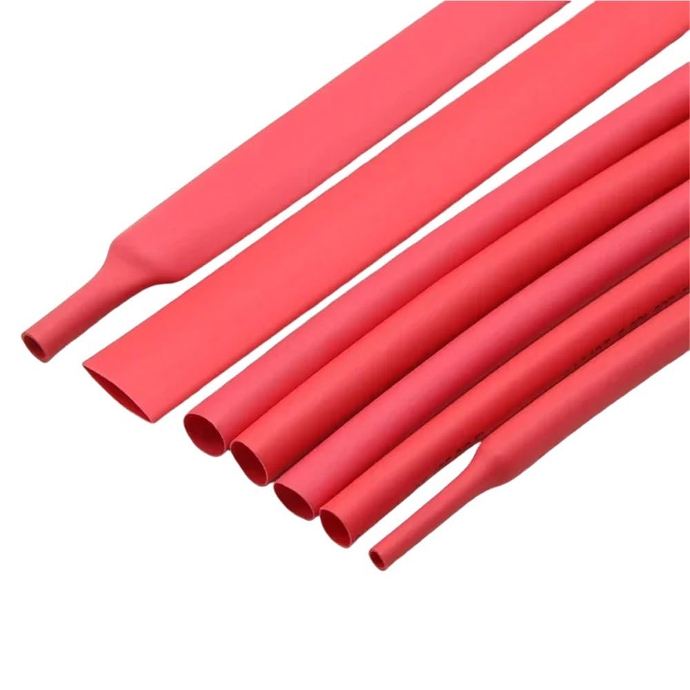 Gaines thermorétractables en PVC, Tube thermorétractable électrique rouge, plusieurs tailles, 1 à 5 m, rapport 2:1(25MM*5METERS)