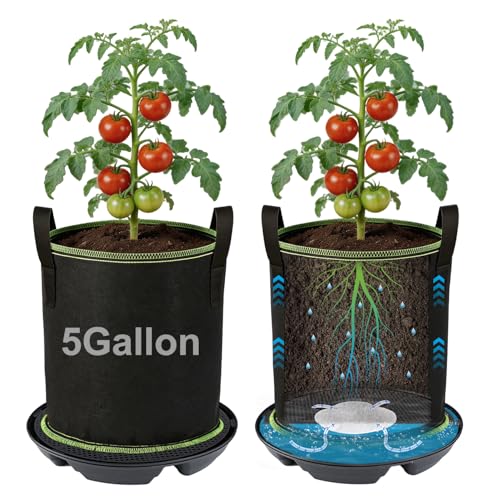 2-Pack 5 Gallon Self-Watering Grow Bags with Base