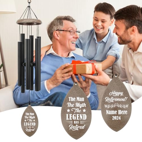 Image of ASTARIN Personalized Happy Retirement Gift, Custom Name Retirement Wind Chimes for Women Men, 35 inch Large Deep Tone Wind Chime Retire Gifts for Co-Workers Boss Friends Parents