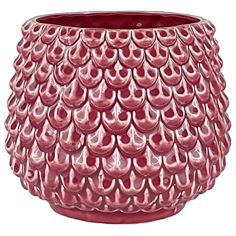 Nordring Ceramic Flower Pot Pino - colorful Planter, Pot for plants, sukkulents Size L (16,5 cm ø) Dia 6,5'' H 5'', Stoneware, red Cover