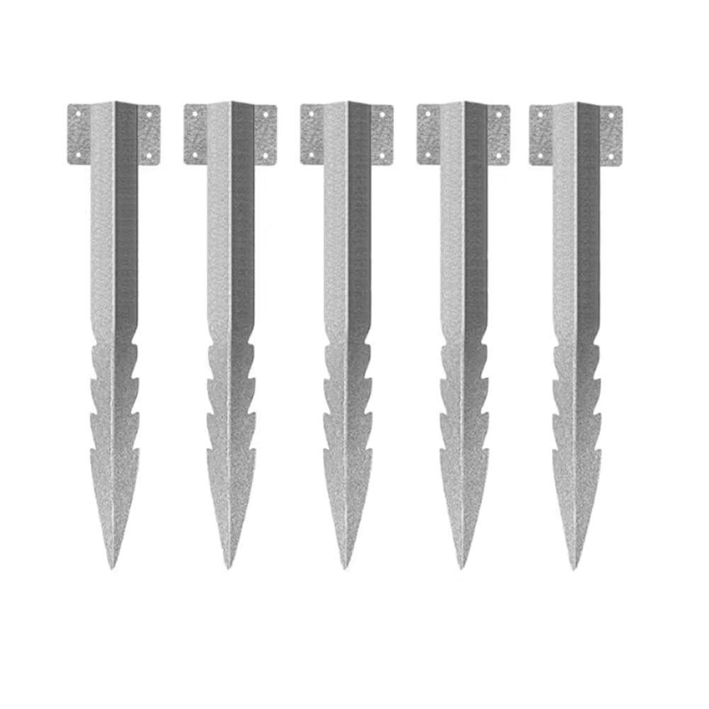 Jnchdghwa Silver 5Pcs Metal Fixing Pegs Heavy Duty Timber Sleeper Stakes Landscape Edging Stakes For Driveway Garden Planter Raised