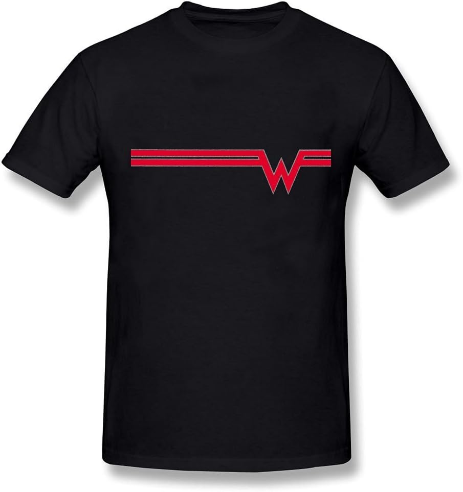Kumiu AzonLD Men's Weezer Logo Wallpaper Short Sleeve T-Shirt