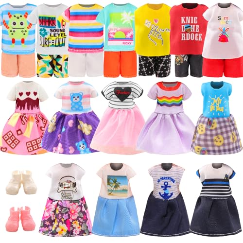 Miunana 7 Kleidung Schuhe für 6 Zoll/ 15 cm Puppen = 3 Kleider 2...