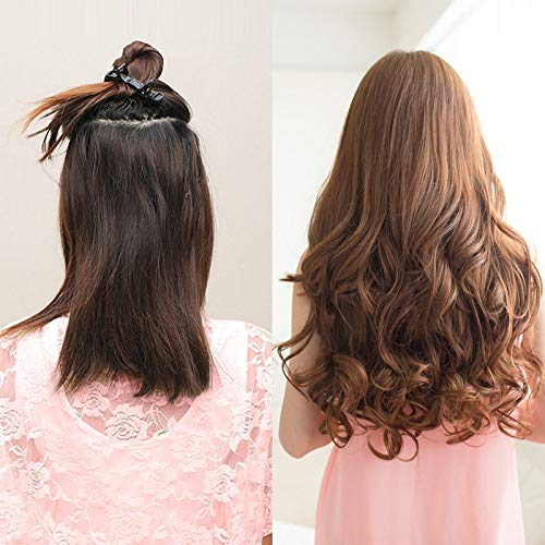 Image of 24Inches 5Clips Based Synthetic Curly hair extension BROWN | Hair extension clips