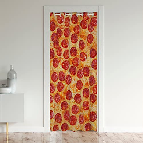 Loussiesd Pizza Doorway Curtain Privacy Pepperoni Be Door Cover Curtain Funny Washable Closet Door Cover Decorations Kitchen Indoor 106x203cm 1 Panel