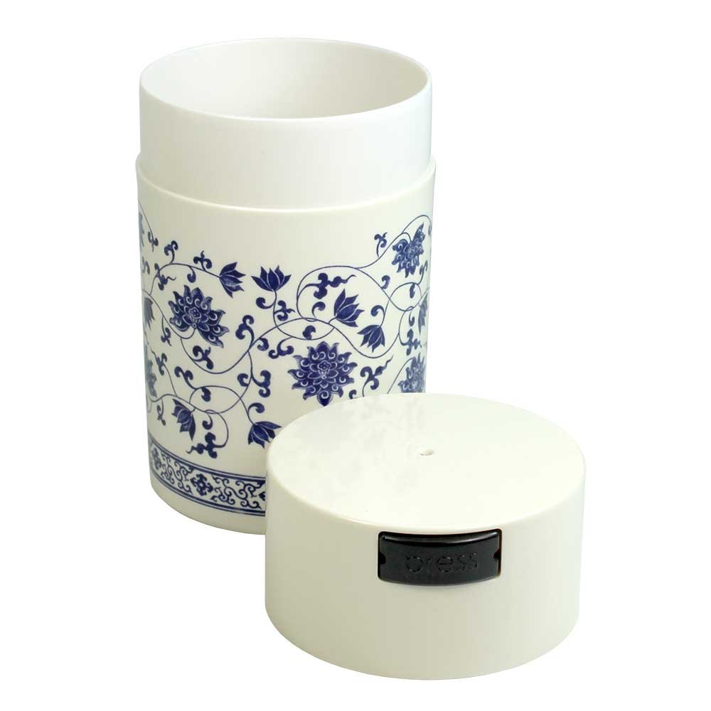 Tightpac America, Inc. Teavac 6-Ounce Vacuum Sealed Tea Storage Container, White Floral Design, 6 onzas - Image 2