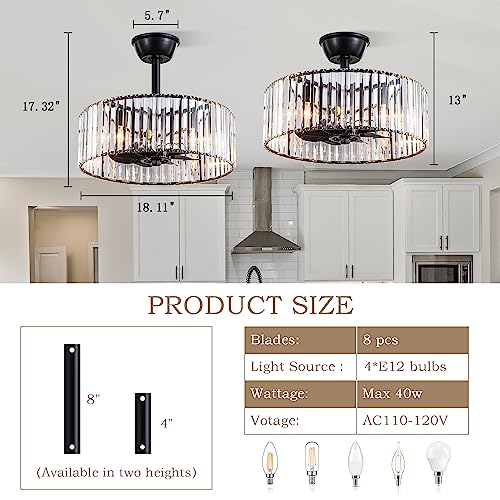 Ceiling-Fan-with-Lights-and-Remote-Bladeless-Ceiling-Fan-Light-Fixture-Modern-Crystal-Black-Ceiling-Fan-Fandelier-Sloped-Ceiling-Fan-Light-Bulbs-for-Bedroom-Living-Room-Reversible-Motor