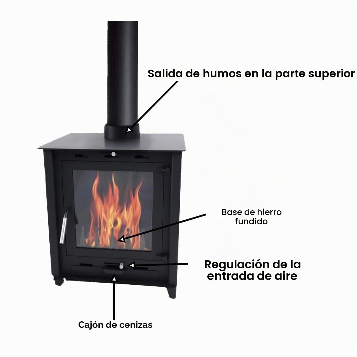 SOLARIS Estufa de leña de acumulación 8,8-12 kW - troncos de 45 cm - alta eficiencia