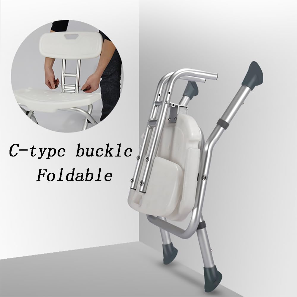 TsoLay Silla De Ducha, Taburete De Ducha con 8 Alturas Ajustables, Silla De Ducha Sin Herramientas para Personas Mayores, Diseño Plegable, Fácil De Limpiar, Adecuado para Personas Mayores