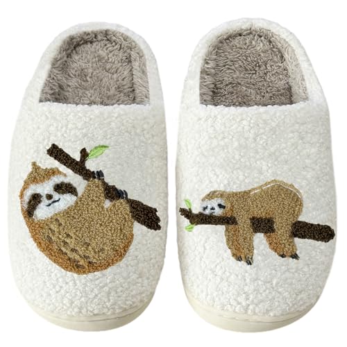 Cute Animal Slippers for Women Men Winter Fluffy Warm House Slippers Soft Plush Indoor outdoor Shoes