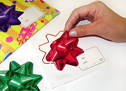 Gadjit Holiday Bow Stickers (Pack of 30 Bows)- 3D Image Stickers That Look Like Poly Bows with Tags, Bows Won't Crush Like Poly Bows, Great for Shipping Gifts