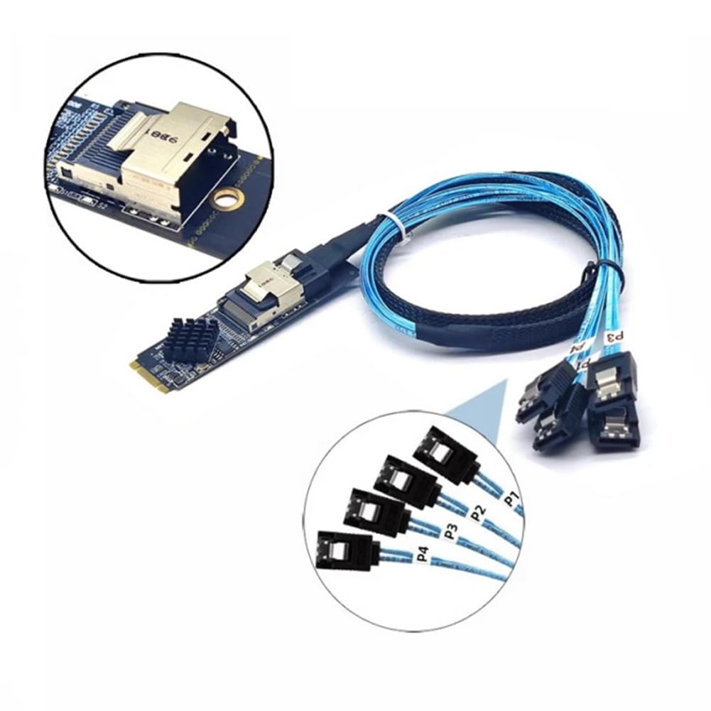 Prise en charge de la carte d'extension M.2 NVME vers Mini SAS SFF-8087 contrôleur SATA 4 ports SATA3.0 6 Gbps HDD SSD SATA de SFF8087 à M2 NVME