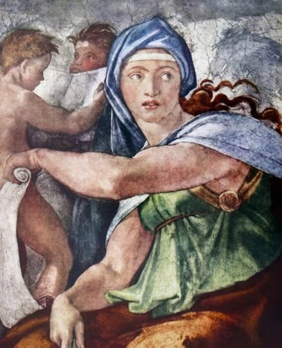 Tableau Impressions d'art Mural de Buonarroti Toile Fine la Sibylle Delphique 60x90cm