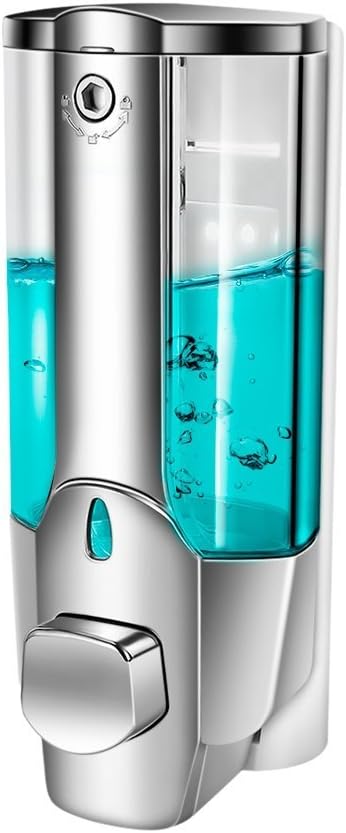 350ml Soap and Shower Dispenser Wall Mounted Shampoo Conditioner Body Wash Dispenser Bathroom Lotion Dispensers for Home Kitchen Bathroom (Silver)