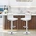 COSTWAY Bar Stools Set of 2, Modern Swivel Adjustable Height PU Leather Barstools with Back, Square Armless Counter Height 2-Pack Bar Chair for Kitchen Island Dining Living Bistro Pub Counter, White