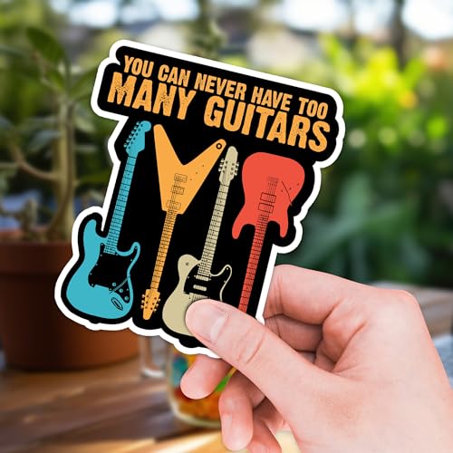 Image of Guitar Sticker 8 Pcs (Large Size) Vinyl Stickers Laptop Waterproof Decal for Car Bumper Water Bottle Notebook Luggage Window Party Birthday Decorations - Size 4 Inches