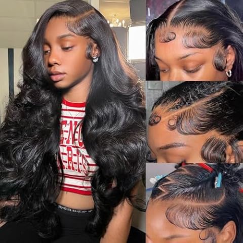 Vipeony 20 Inch Body Wave Lace Front Wigs Human Hair Pre Plucked 13x4 HD Lace Front Wigs Human Hair Body Wave Wigs Human Hair 180% Density Frontal Glueless Wigs Human Hair with Baby Hair Cover