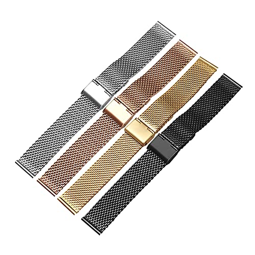 Correa de reloj milanesa negra con malla de acero inoxidable de 22mm 5