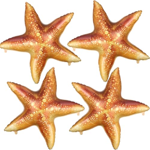 Starfish Balloons 4pcs 26inch Large Inflatable Star Fish Foil Balloon for Ocean Under the Sea Mermaid Themed Birthday Beach Party Decoration