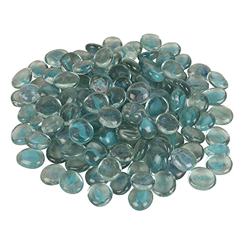 Image of Color Stone Decorative Shiny Glossy Flower Glass Pebbles for Vase Fillers Plant Pots Home Table Garden & Outdoor Decoration (Blue 2 kg)