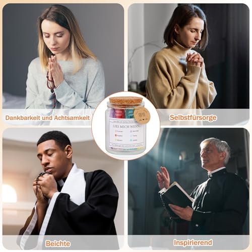KACNON Glas mit Bibelversen, Deutsch LIES MICH WENN Bibel Verse im Glas, mit Hoffnung, Ostern Christliche Geschenke für Frau Man, für Kommunion Konfirmation Firmung Erwachsenentaufe(Deutsch)