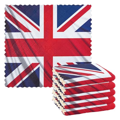 Yegame 6 Pcs Plush Kitchen Dish Cloths British Flag Reusable Cleaning Towels Soft Absorbent Dishcloths Washable Tea Towels For Car Home Office Bathroom Table cover