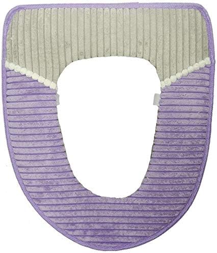 Comfy Soft Corduroy Toilet Seat Pad with Pu Waterproof Bottom Thickened Washable Toilet Covers Cushion Bathroom Warmer (Purple)