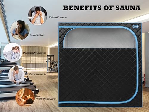 2 Person Infrared Sauna | Full Size Portable Sauna Tent | FAR Infrared Sauna for Home, 1,350watt, Home Saunas with Heating Foot Pad*2, Portable Chair*2, (L56.7 x W31.5 x H59.4, Black) - Image 5