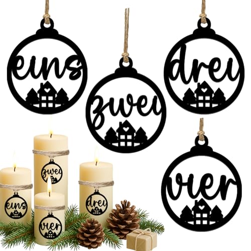 Adventskranz Zahlen Schwarz, 4 Stück Adventskranz Deko Modern,...