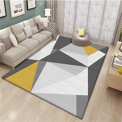 Tapis de salon jaune triangulaire géométrique 100x160 cm - 2