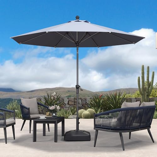 Image of PURPLE LEAF Patio Market Umbrella 10' Round Dual Tilt Light Gray 8 Ribs
