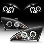 ACANII - For 2000-2004 Ford Focus LED Dual Halo Black Housing Projector Headlights Headlamps, Driver & Passenger Side