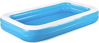 Blue Inflatable Paddling Pool For Kids And Adults Family Pool - 2 Ring 778L Inflatable Pool Plastic Paddling Pool Kids Paddling Pool Inflatable Above Ground Indoor Outdoor Pool - 2.62m x 1.75m x 51cm