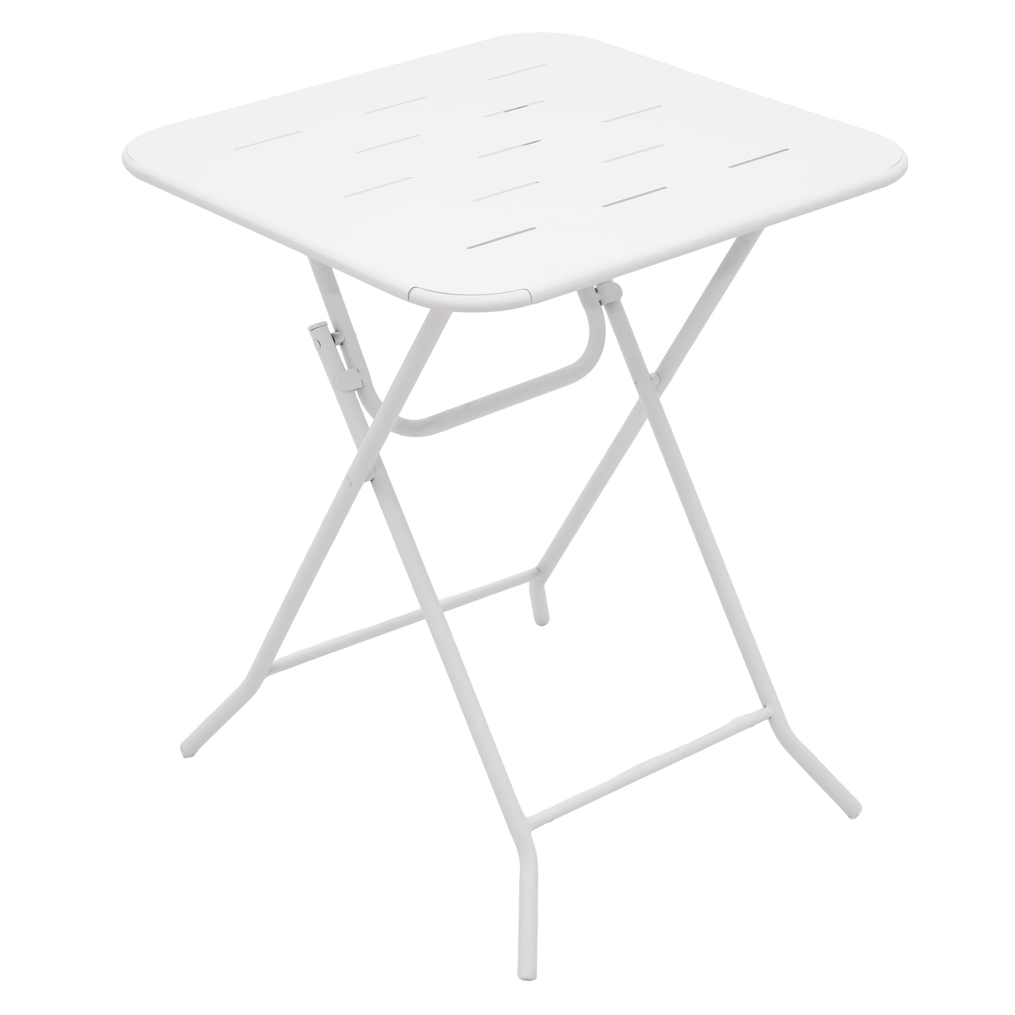 vutizal Set da bistrò pieghevole da 3 pezzi, 2 sedie e 1 tavolo, pieghevole, in acciaio con rivestimento E, resistente alle intemperie, bianco, per balcone, terrazza e giardino, set di mobili da